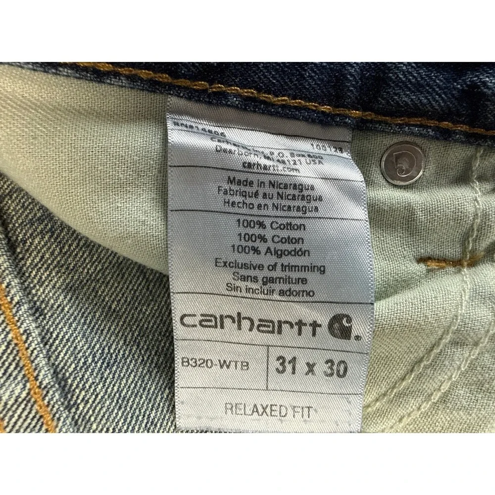 Carhartt Relaxed Straight Leg Jeans Mens‎ 31x30 Medium Wash Blue Denim B320-WTB